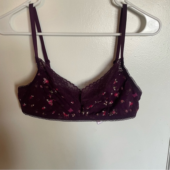 Savage x Fenty cotton essentials lace trim Bralette late night purple size L - Picture 6 of 10